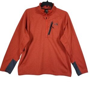The North Face Mens XXL Quarter Zip Fleece Pullover Rust Orange Heathered Jacket